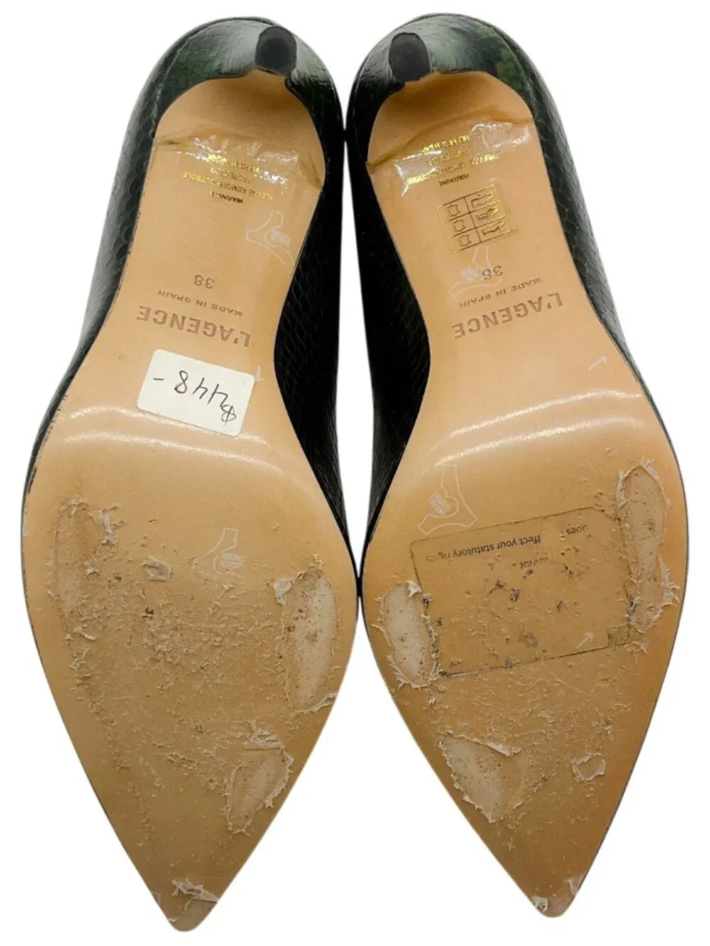 L'Agence Winter Moss Leather Snake Embossed Eloise Pumps